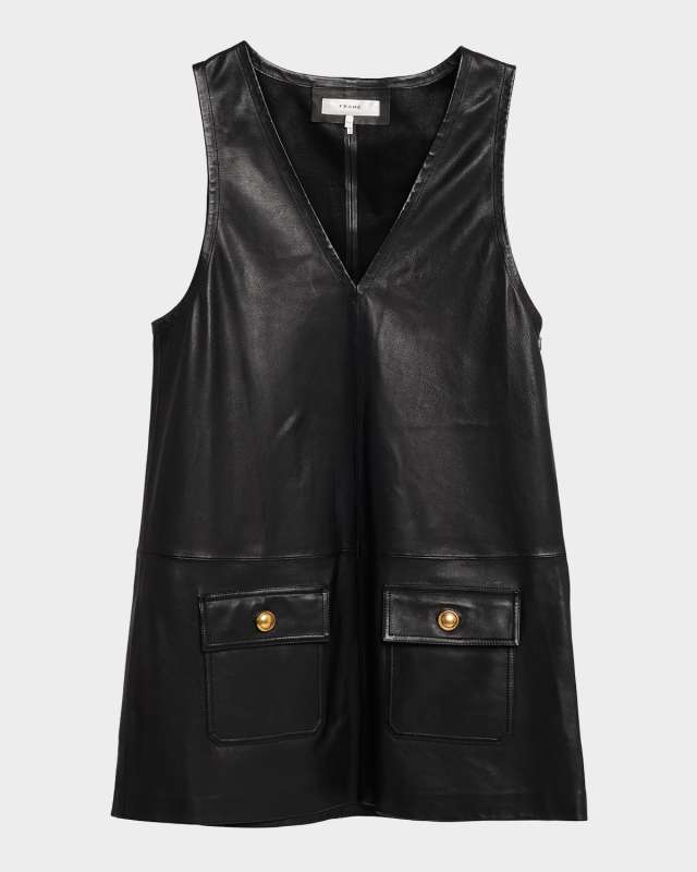 Leather Pinafore Mini Dress